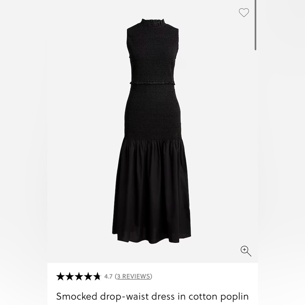 J Crew Size Medium Smocked Drop-waist Dress in Cotton Poplin
